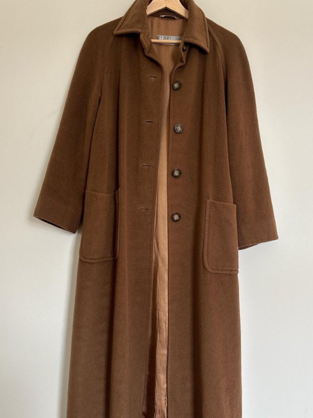 Vintage MaxMara Camel Tobacco Brown Wool Coat Overcoat SZ S 4